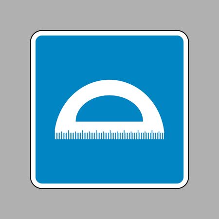 Ruler sign illustration. White icon on blue sign as background.のイラスト素材