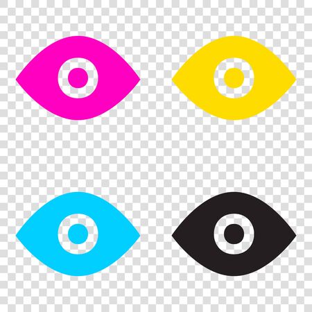 Eye sign illustration. CMYK icons on transparent background. Cyan, magenta, yellow, key, black.のイラスト素材