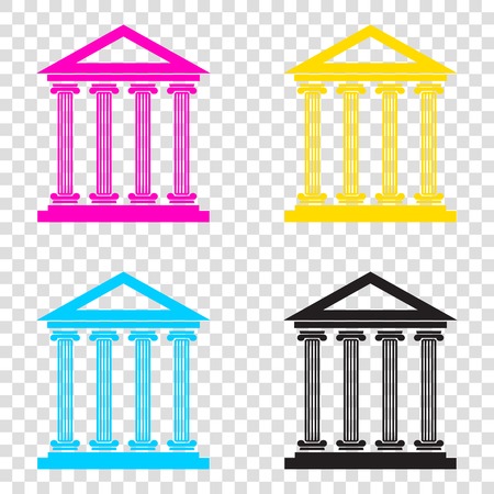 Historical building illustration. CMYK icons on transparent background. Cyan, magenta, yellow, key, black.のイラスト素材