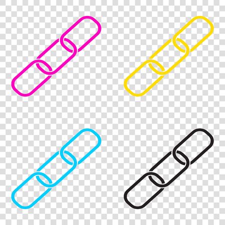 Link sign illustration. CMYK icons on transparent background. Cyan, magenta, yellow, key, black.のイラスト素材