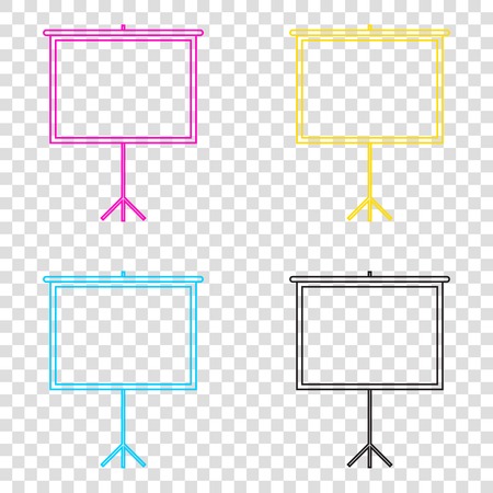 Blank Projection screen. CMYK icons on transparent background. Cyan, magenta, yellow, key, black.のイラスト素材