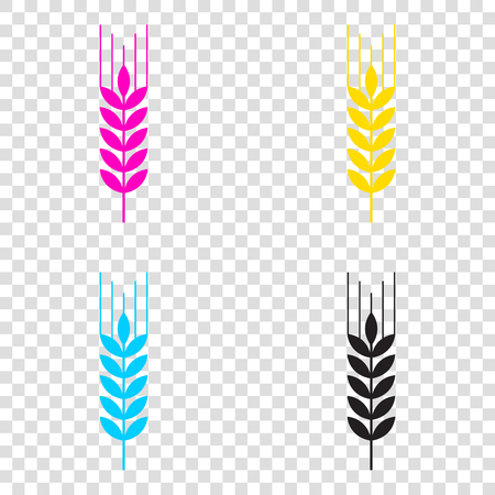 Wheat sign illustration. CMYK icons on transparent background. Cyan, magenta, yellow, key, black.のイラスト素材