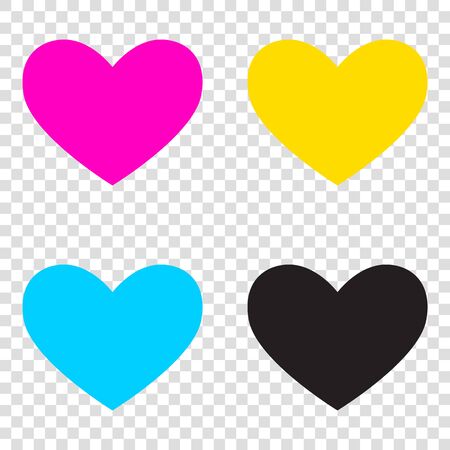 Tie sign. CMYK icons on transparent background. Cyan, magenta, yellow, key, black.のイラスト素材