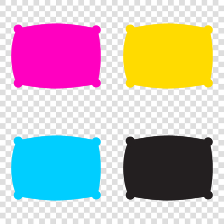 Pillow sign illustration. CMYK icons on transparent background. Cyan, magenta, yellow, key, black.のイラスト素材