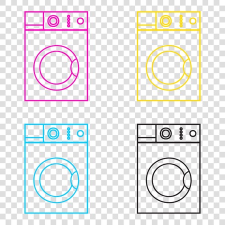 Washing machine sign. CMYK icons on transparent background. Cyan, magenta, yellow, key, black.のイラスト素材