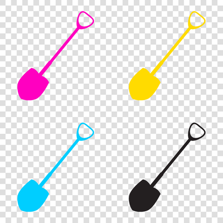 Shovel to work in the garden. CMYK icons on transparent background. Cyan, magenta, yellow, key, black.のイラスト素材