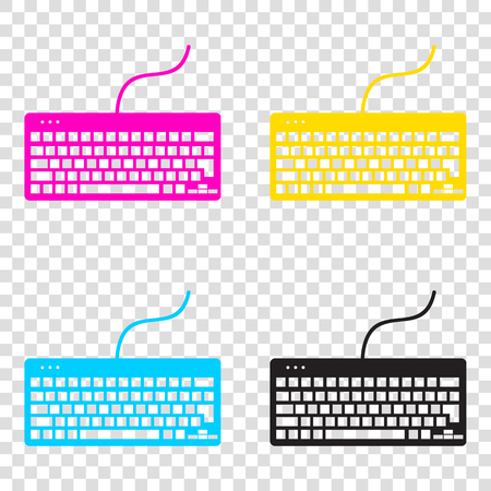 Keyboard simple sign. CMYK icons on transparent background. Cyan, magenta, yellow, key, black.のイラスト素材
