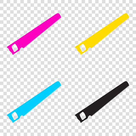 Saw simple sign. CMYK icons on transparent background. Cyan, magenta, yellow, key, black.のイラスト素材