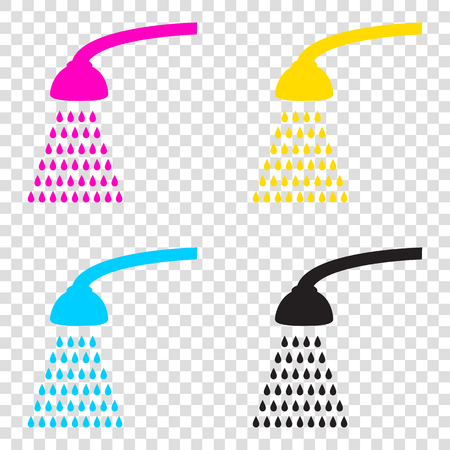 Shower simple sign. CMYK icons on transparent background. Cyan, magenta, yellow, key, black.のイラスト素材