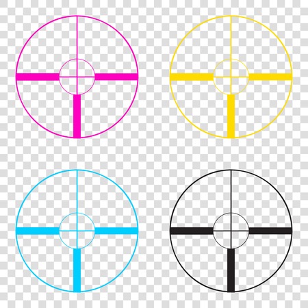Sight sign illustration. CMYK icons on transparent background. Cyan, magenta, yellow, key, black.のイラスト素材