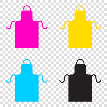 Apron simple sign. CMYK icons on transparent background. Cyan, magenta, yellow, key, black.のイラスト素材