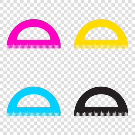 Ruler sign illustration. CMYK icons on transparent background. Cyan, magenta, yellow, key, black.のイラスト素材