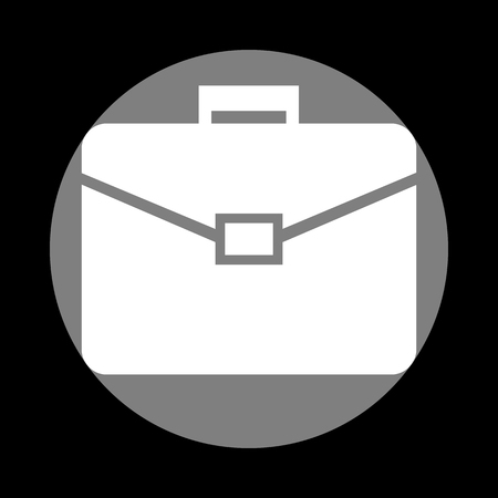 Briefcase sign illustration. White icon in gray circle at black background. Circumscribed circle. Circumcircle.のイラスト素材