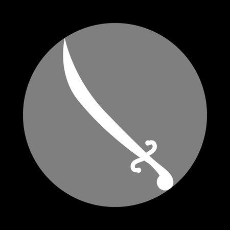 Sword sign illustration. White icon in gray circle at black background. Circumscribed circle. Circumcircle.のイラスト素材