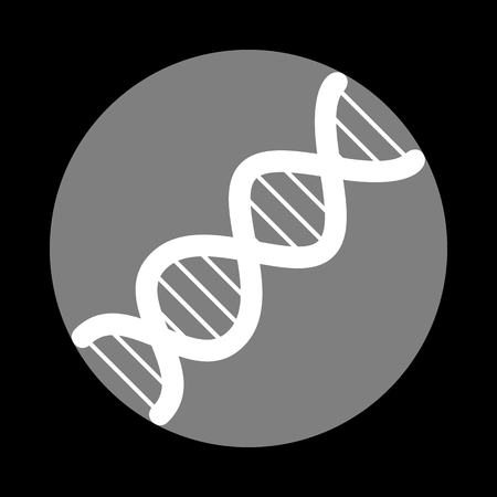 The DNA sign. White icon in gray circle at black background. Circumscribed circle. Circumcircle.のイラスト素材