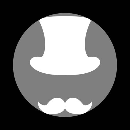 Hipster accessories design. White icon in gray circle at black background. Circumscribed circle. Circumcircle.のイラスト素材