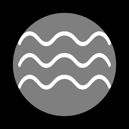 Waves sign illustration. White icon in gray circle at black background. Circumscribed circle. Circumcircle.のイラスト素材
