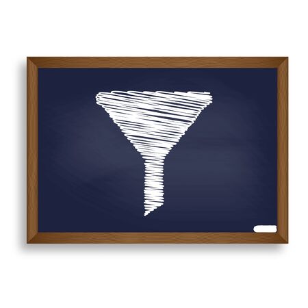 Filter simple sign. White chalk icon on blue school board with shadow as background. Isolated.のイラスト素材