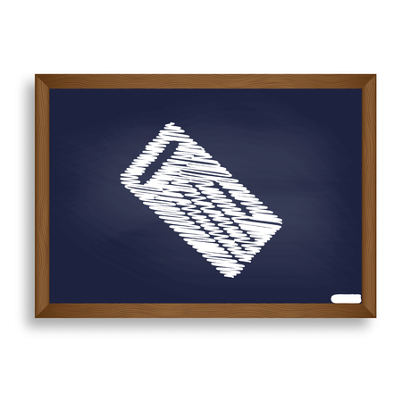Ticket simple sign. White chalk icon on blue school board with shadow as background. Isolated.のイラスト素材
