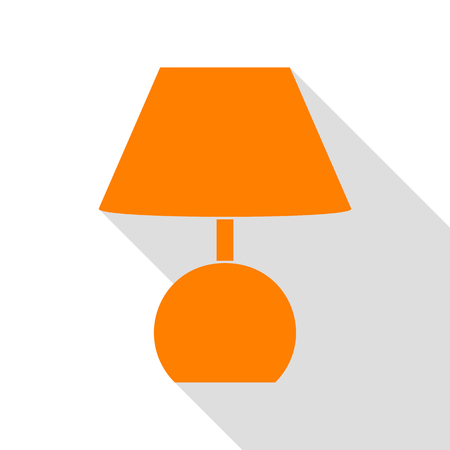 Lamp sign illustration. Orange icon with flat style shadow path.のイラスト素材