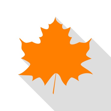 Maple leaf sign. Orange icon with flat style shadow path.のイラスト素材
