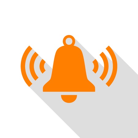 Ringing bell icon. Orange icon with flat style shadow path.のイラスト素材