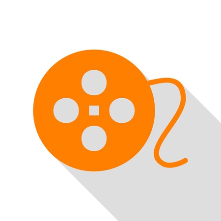 Film circular sign. Orange icon with flat style shadow path.のイラスト素材