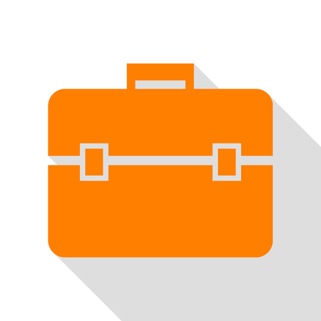 Briefcase sign illustration. Orange icon with flat style shadow path.のイラスト素材