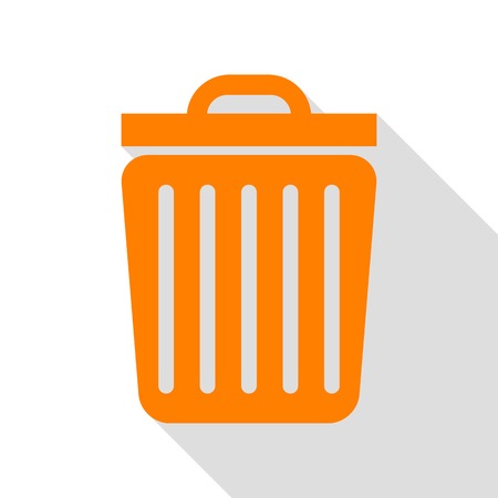 Trash sign illustration. Orange icon with flat style shadow path.のイラスト素材