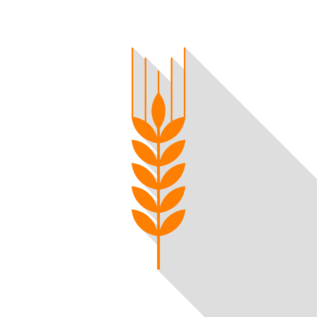 Wheat sign illustration. Orange icon with flat style shadow path.のイラスト素材