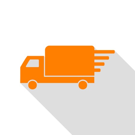 Delivery sign illustration. Orange icon with flat style shadow path.のイラスト素材