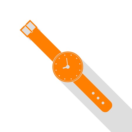 Watch sign illustration. Orange icon with flat style shadow path.のイラスト素材