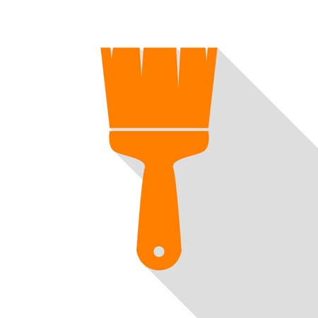 Brush sign illustration. Orange icon with flat style shadow path.のイラスト素材
