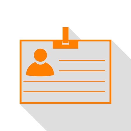 Id card sign. Orange icon with flat style shadow path.のイラスト素材