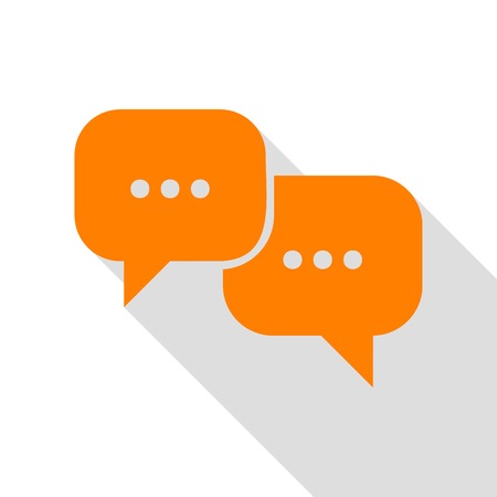 Speech bubbles sign. Orange icon with flat style shadow path.のイラスト素材