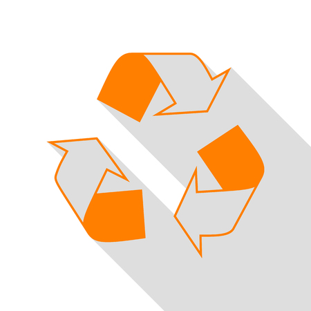 Recycle logo concept. Orange icon with flat style shadow path.のイラスト素材