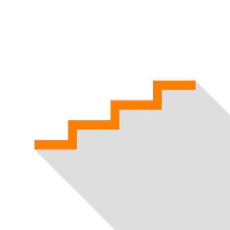 Stair up sign. Orange icon with flat style shadow path.のイラスト素材