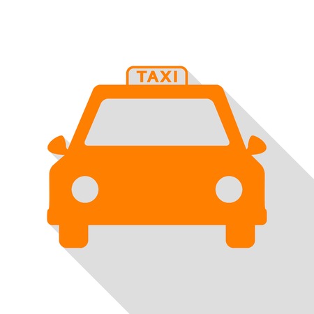 Taxi sign illustration. Orange icon with flat style shadow path.のイラスト素材