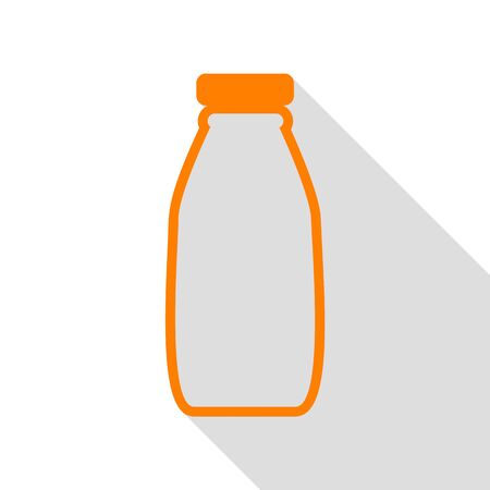 Milk bottle sign. Orange icon with flat style shadow path.のイラスト素材