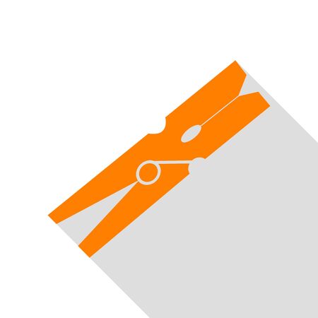 Clothes peg sign. Orange icon with flat style shadow path.のイラスト素材