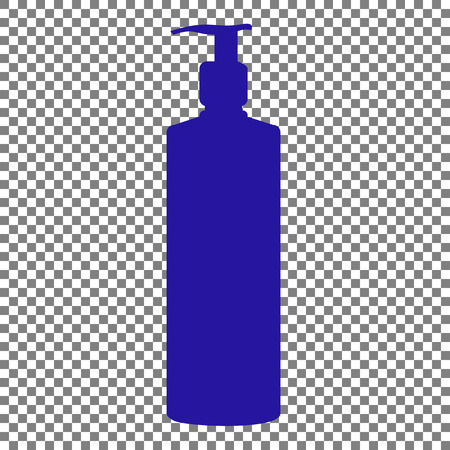 Gel, Foam Or Liquid Soap. Dispenser Pump Plastic Bottle silhouette. Blue icon on transparent background.のイラスト素材