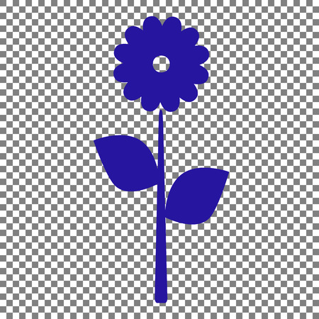Flower sign illustration. Blue icon on transparent background.のイラスト素材