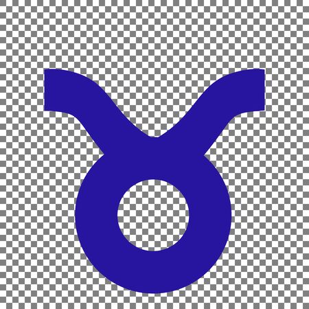 Taurus sign illustration. Blue icon on transparent background.