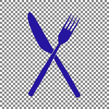 Fork and Knife sign. Blue icon on transparent background.のイラスト素材