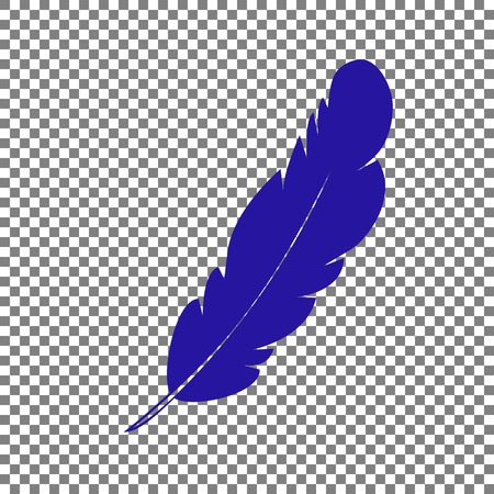 Feather sign illustration. Blue icon on transparent background.のイラスト素材