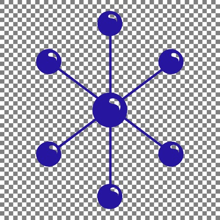 Molecule sign illustration. Blue icon on transparent background.のイラスト素材