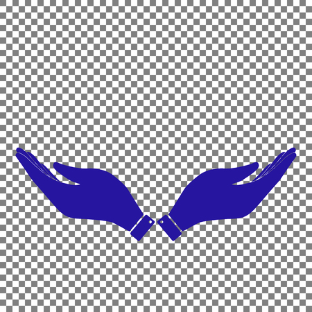 Hand sign illustration. Blue icon on transparent background.のイラスト素材