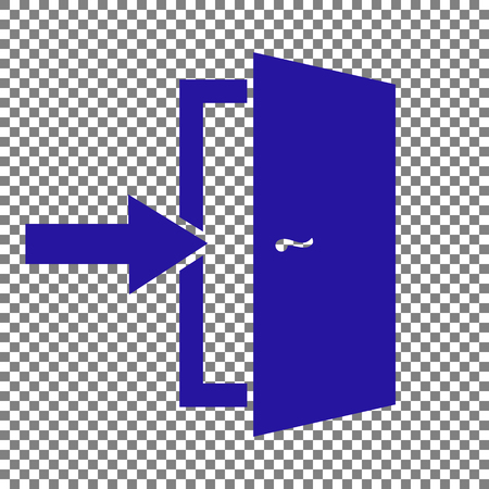 Door Exit sign. Blue icon on transparent background.のイラスト素材