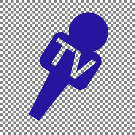 TV microphone sign illustration. Blue icon on transparent background.のイラスト素材