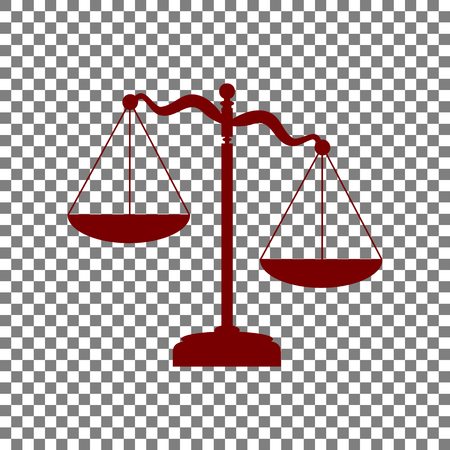 Scales of Justice sign. Maroon icon on transparent background.のイラスト素材